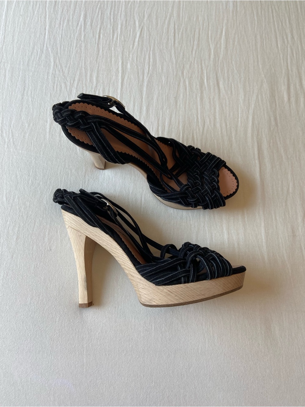 Jill Stuart Black Braided Strappy Heels